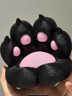 Black and Pink Plush Paw Phone Holder NEW